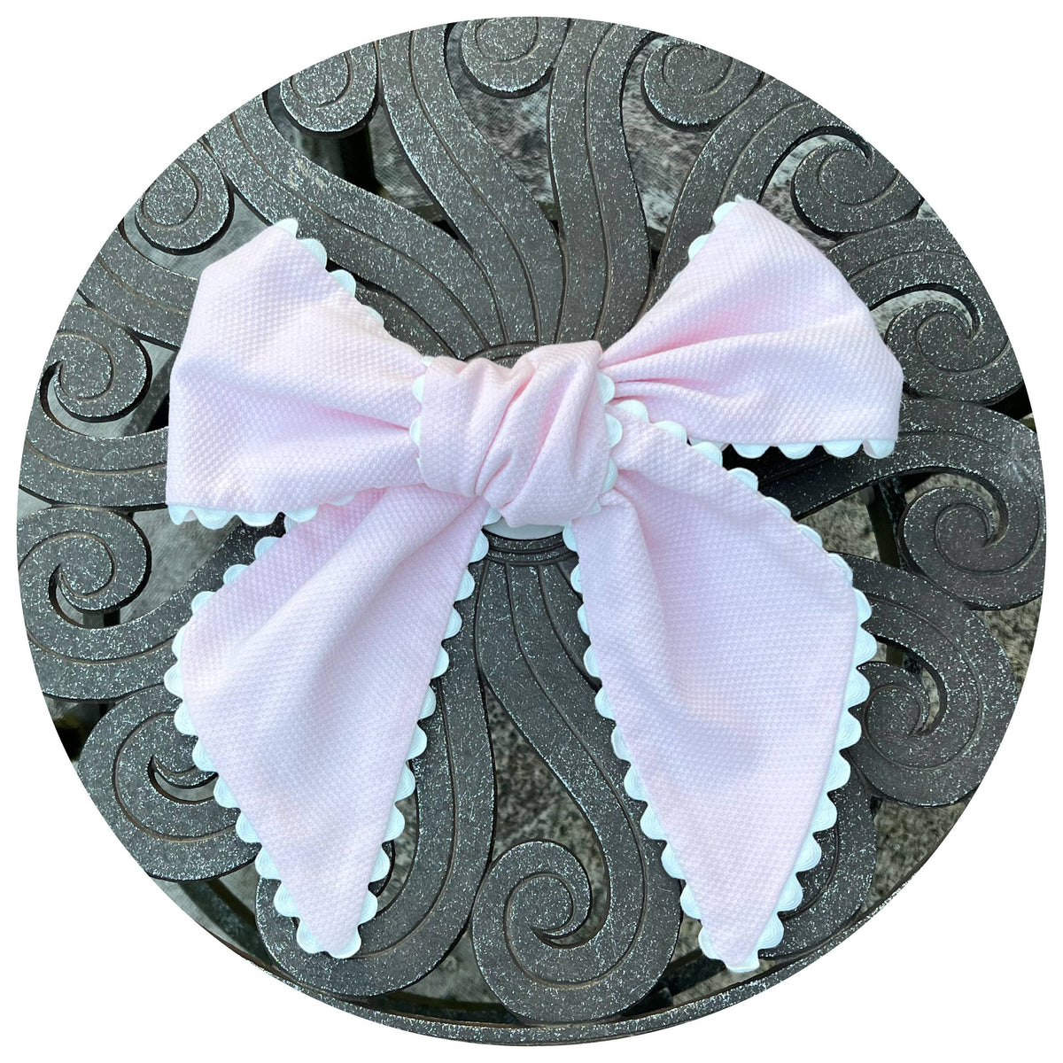 Pink Cotton Pique Sash with Trim