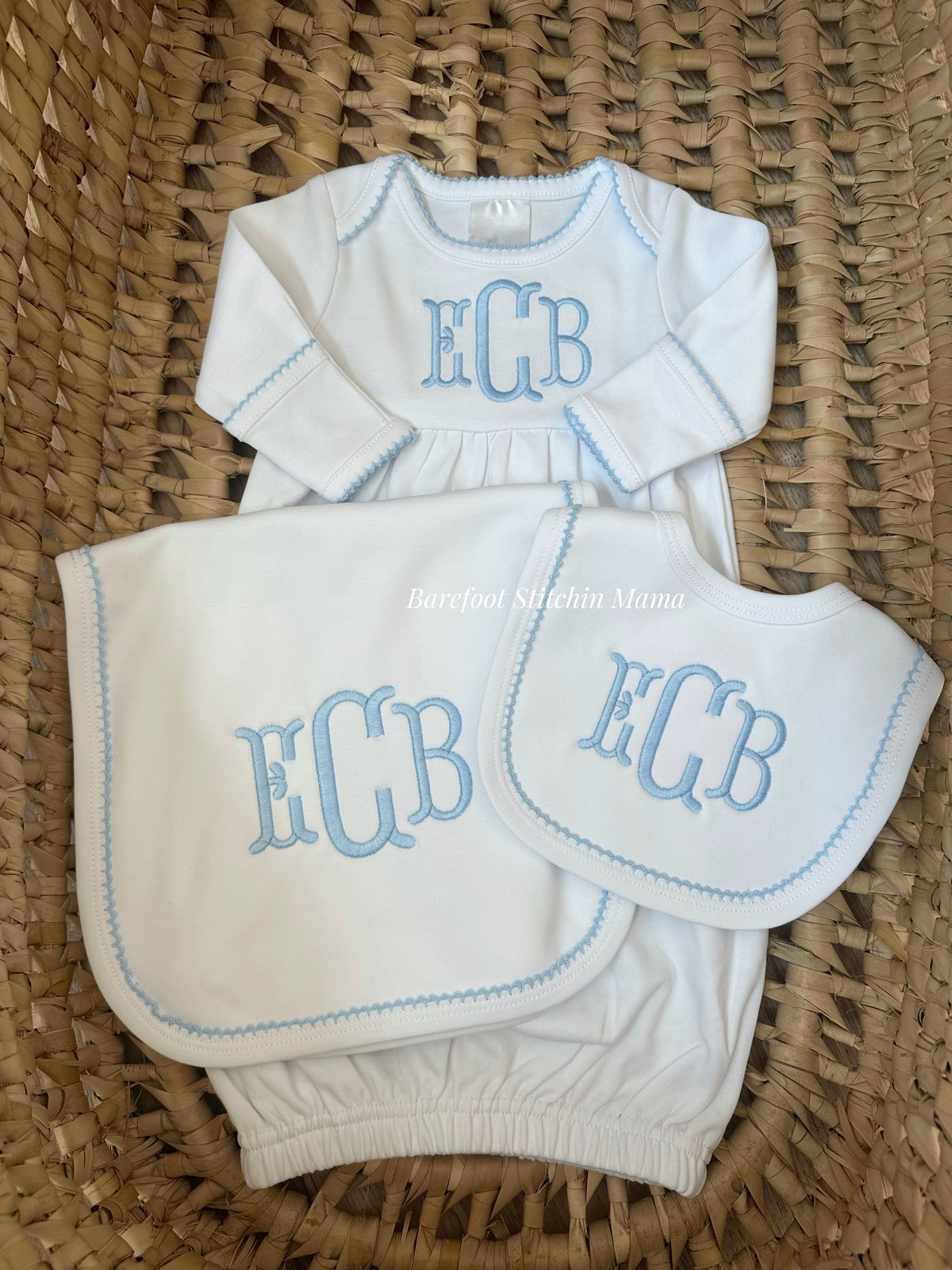 Blue Picot Trim Set