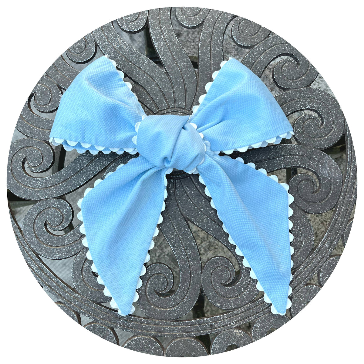 Blue Cotton Pique Sash with Trim