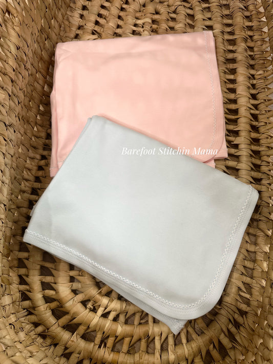 Pink & Blue Picot Trim Blanket