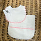 Pink White Cotton Pique Bib and Burp Se