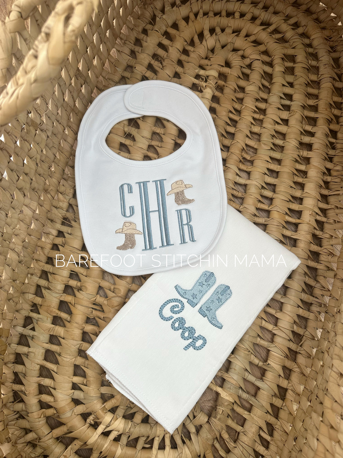Cowboy Bib + Burp Cloth Set
