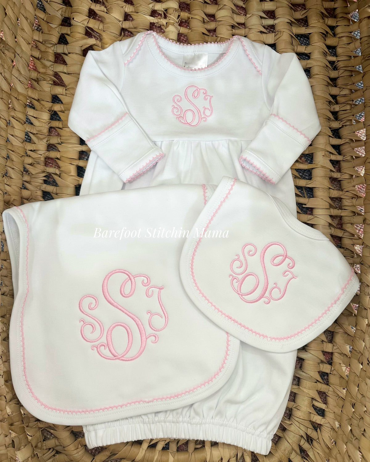 Pink Picot Trim Set