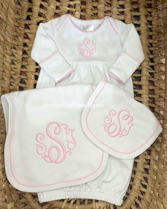 Pink Picot Trim Set