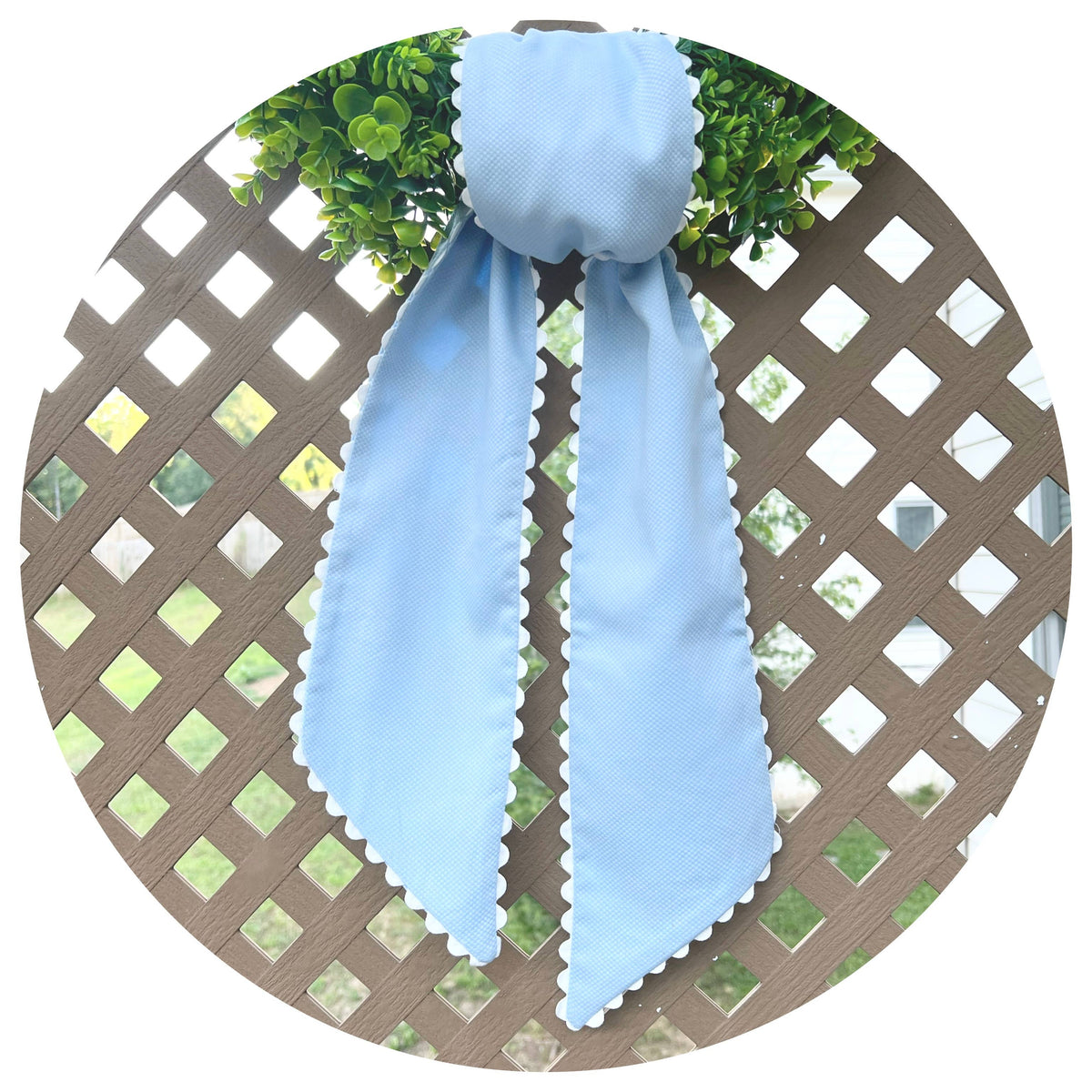 Blue Cotton Pique Sash with Trim