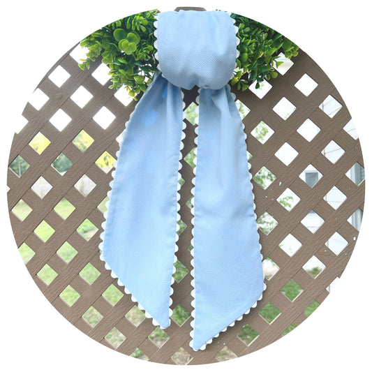 Blue Cotton Pique Sash with Trim