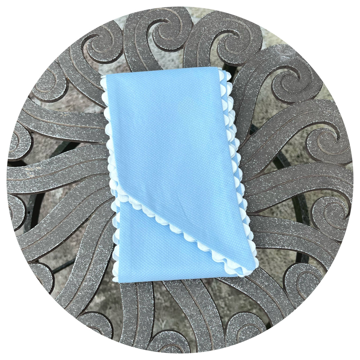Blue Cotton Pique Sash with Trim